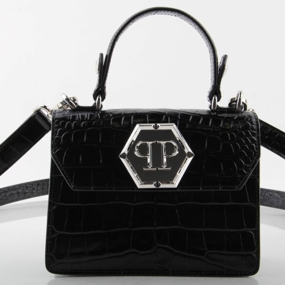 Philipp Plein Small Superheroine Crocodile Embossed Shoulder Bag - Picture 1 of 13